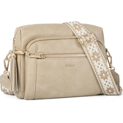 Vegan Leather Crossbody Bags for Women Anti theft Purses and Handbag - color: Cinnamon