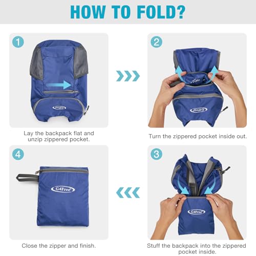 G4Free 10L Lightweight Packable Hiking Backpack, Nylon Daypack Daily Travel - color: Sapphire, size: Small