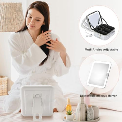 Mocado Travel Makeup Bag with Mirror Makeup Case with 10x Magnifying Mirror - color: Silver
