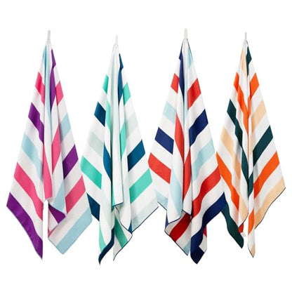 Exclusivo Mezcla 4 Pack Microfiber Quick Dry Oversized Beach Pool Towels - color: Multi-green/Purple/Navy/Brown, size: 35" x 70"