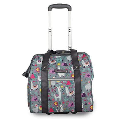 Lily Bloom Designer Under the Seat Tote Cabin Luggage Collection - 15 Inch Patterned Carry on Bag For Women - Lightweight Suitcase with 2 Rolling Wheels (Llama Mama) - color: Llama Mama