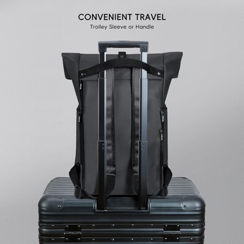 Laptop Backpack Rolltop Expandable, Black - color: Black