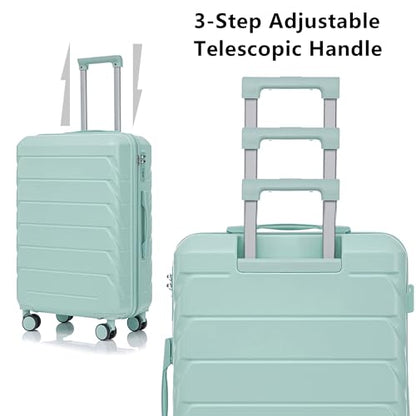 Campfun 3 Piece Luggage Sets, ABS Hardshell Suitcase Set with Double Spinner Wheels, Durable Lightweight Carry On Luggage for Travel & Business, 20/24/28 inch, Mint Green - color: Mint Green