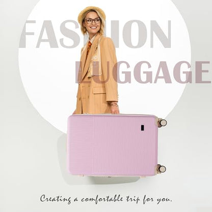 Merax Luggage Sets 5 Piece with Half-opening Hardside Suitcase Set - color: Light Pink, style: Luggage Set With Top Open 20