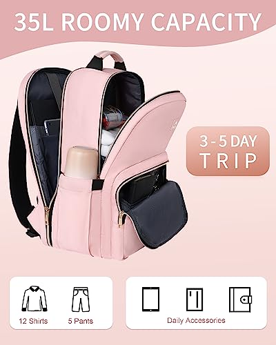 MATEIN Pink Laptop Backpack, 17 Inch TSA College School Backpack for Women
