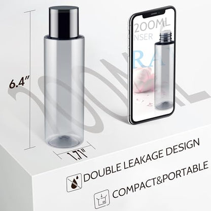 200ML Travel Size Toiletries, 3 Pack Travel Size Containers | Double Leak Proof & Refillable Plastic Travel Bottles for Shampoo, Lotion, Body Wash with 6pcs Labels - color: Grey, size: 200ml(3pcs)