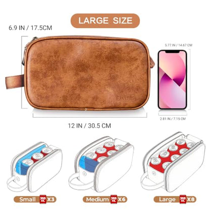 Elviros Toiletry Bag for Men PU Leather Shaving Dopp Kit (Large,Brown) - color: Brown, size: Large (Pack of 1)