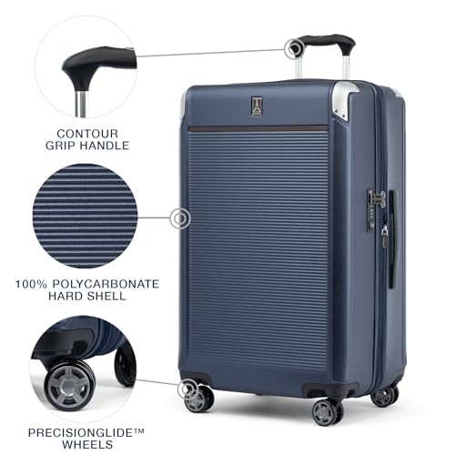 Travelpro Platinum Elite Hardside Checked Luggage, True Navy, 28-Inch - color: True Navy Blue, size: Checked- Large 28-Inch