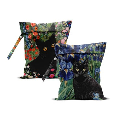 2Pcs Cat Wet Bag Waterproof Travel Laundry Wet Dry Bags, 12x10 Inch - color: Multicolor 1341