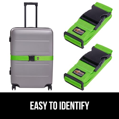 GORILLA GRIP Heavy Duty Luggage Straps for Suitcase, 2 Pack Green - color: Green