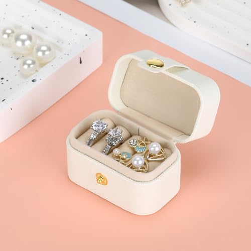 KUKUVR Small Travel Jewelry Ring Stud Earring Box (White) - color: White