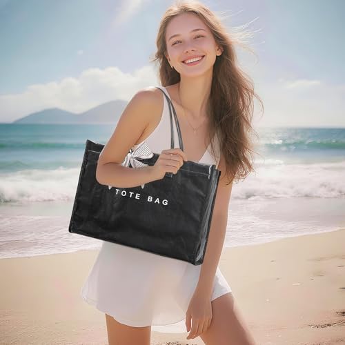 Lushandy PVC Tote Bag Women's Waterproof Jelly Beach Bag Work Hobo Handbag - color: Solid-black