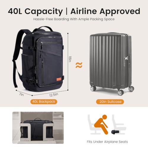 LOVEVOOK Travel Backpack for Women Men,TSA Carry On Luggage with Shoe Pouch - color: Black