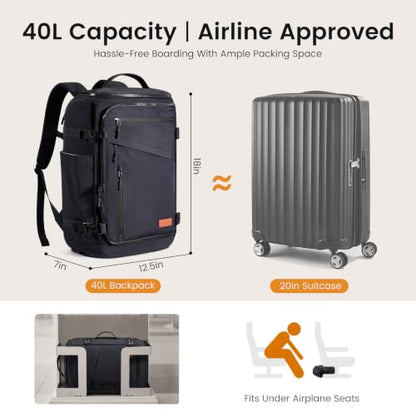 LOVEVOOK Travel Backpack for Women Men,TSA Carry On Luggage with Shoe Pouch - color: Black