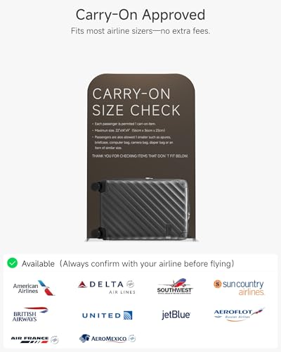 LUGGEX 21 Inch Carry On Luggage with Spinner Wheels, Charcoal Metallic - color: Charcoal Metallic, size: Carry-On 21-Inch