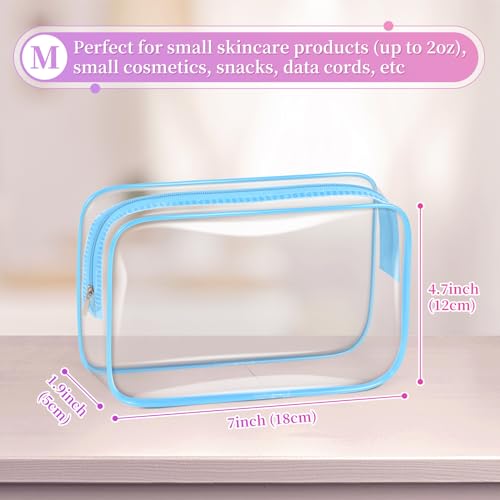 TISRATOK 12 PCS Clear Makeup Bags with Zipper, TSA Approved Toiletry Pouch - color: Multicolor, size: medium