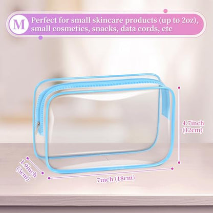 TISRATOK 12 PCS Clear Makeup Bags with Zipper, TSA Approved Toiletry Pouch - color: Multicolor, size: medium