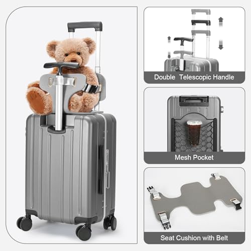 MRPLUM 20" Carry On Luggage Double Handle Suitcase with Net Pocket,Grey - color: Grey