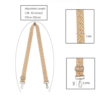 1.5" Wide Purse Strap Adjustable Replacement Gold Hardware Long Crossbody Bag Strap for Thick Shoulder Bags Canvas Handbags Straps - color: Gold Hardware-417