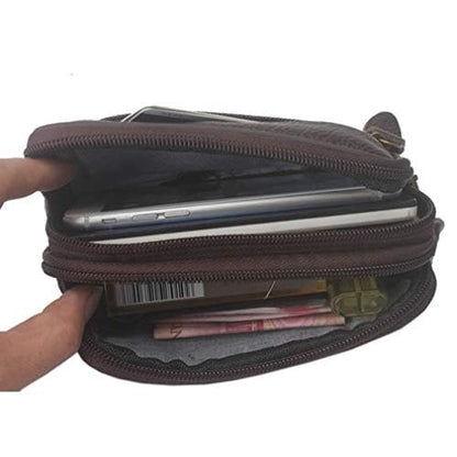 Leather Phone Belt Bag Holster Pouch for Men Loop Flip Coin Purse Case Cell Phone Waist Pack Pouch Case - color: #07coffee