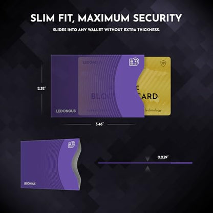 RFID Blocking Cards 6 Pack | Anti-Theft Contactless NFC Protection for Debit Credit Cards & Wallet | Slim & Durable | 2 RFID Sleeves Included | Gold