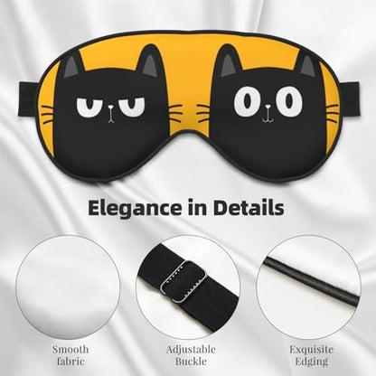 Sleep Mask Big Eye Black Cat Eye Shade Light Block for Meditation - color: Black Cat With Big Eyes