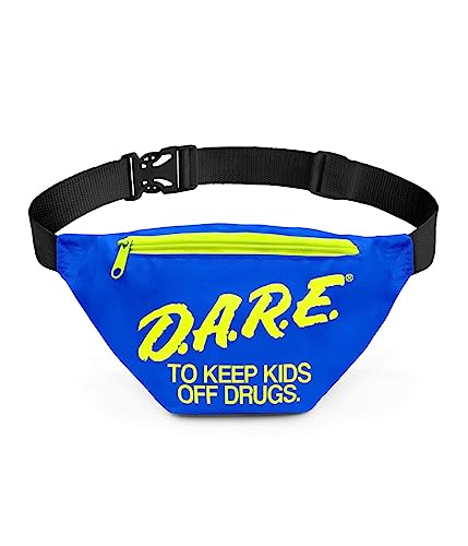 Tipsy Elves DARE Fanny Pack - Neon Blue Crossbody Bags w/Adjustable Waist Belt Straps Retro 80s Novelty Waist Bag - color: Blue Neon DARE, size: One Size