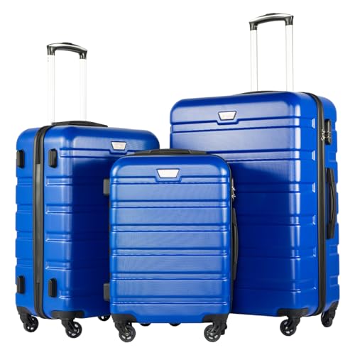 Coolife Luggage Set, 3 Piece Lightweight Durable Hardshell, Blue - color: Blue