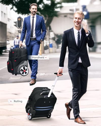 MATEIN Rolling Bag with Wheels, 17 Inch Laptop Roller Backpack for Adults - color: Black