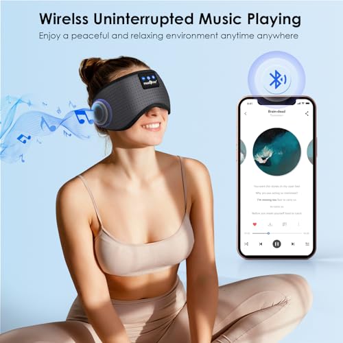 MUSICOZY Sleep Headphones Bluetooth 5.4 Sleep Mask with HD Sound - color: Gray
