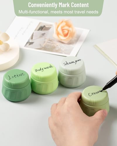 Mrsdry Travel Containers for Toiletries, TSA Approved Travel Size Toiletries 4 Pack, Refillable Containers, With Clear Bag, Leak Proof Silicone Jars, Essentials Creams Jars Carrying Small Items - color: Water Green, size: 1 OZ (30ML)