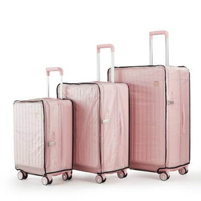 TRAVELEO 4 Piece Expandable Hardshell Pink Luggage Sets with Spinner Wheels, Lightweight Travel Suitcase Set with TSA Locks, 20 inch Carry On for Women (Blush Pink, 3 Piece Set) - color: Blush Pink, size: 3 Piece Set