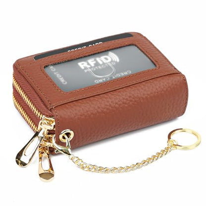 imeetu RFID Credit Card Holder, Small Card Wallet Women, Leather Card Case - color: Max - Brown, size: Max