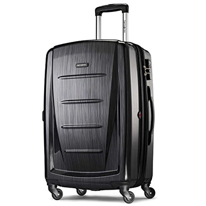 Samsonite Winfield 2 Hardside Expandable Luggage with Spinner Wheels, Brushed Anthracite, Checked-Medium 24-Inch - color: Brushed Anthracite, size: Checked-Medium Spinner