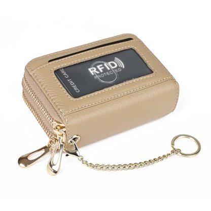 imeetu RFID Credit Card Holder, Small Card Wallet Women, Leather Card Case - color: Max - Khaki, size: Max