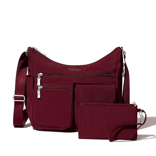 Baggallini womens Everywhere Bagg Crossbody Women 11x9 Lightweight Nylon Hobo Water-resistant Travel Bag W/Rfid - color: Dark Cherry
