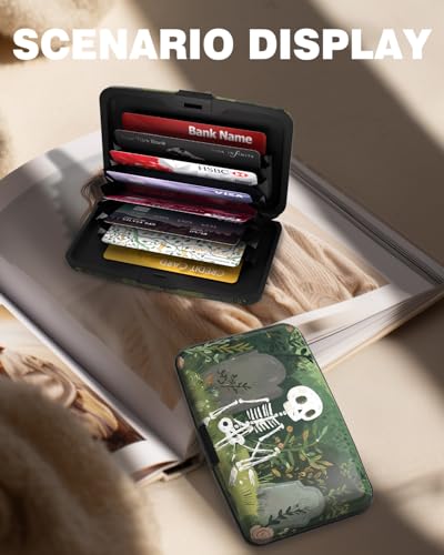 Maicican Credit Card Holder, Mini RFID Blocking Aluminum Wallet - color: Lonely Skeleton Frame