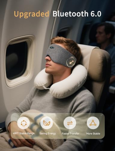 Sleep Headphones Bluetooth 6.0 Sleep Mask for Side Sleepers, 20H Playtime - color: Star Grey