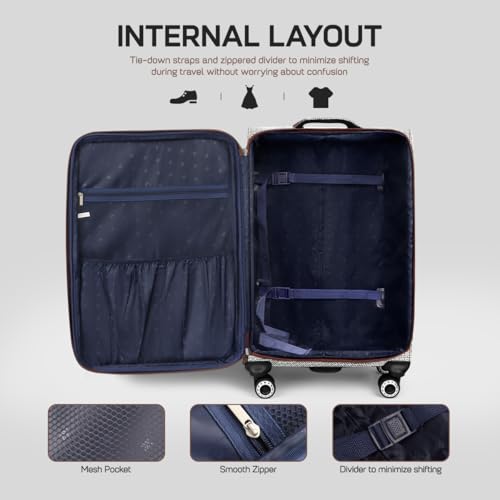 2-Piece Softside Luggage Set（20/26in）, Expandable,TSA LOCK - color: COLOR-8