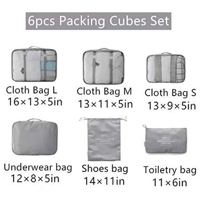 Luggage Packing Organizers Packing Cubes Set for Travel (grey 6pc) - color: grey 6pc