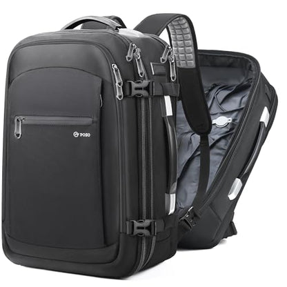 POSO Vacuum Backpack Travel, 60L Expandable Vacuum Seal Backpack with Pump & Laptop Compartment (Fits 17") - color: Solid Black, size: Vacuum Enabled