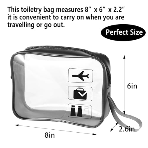 TSA Approved Toiletry Bag 6Pcs,Clear Makeup Bag Toiletry bags Quart Size, - color: Black-6pcs