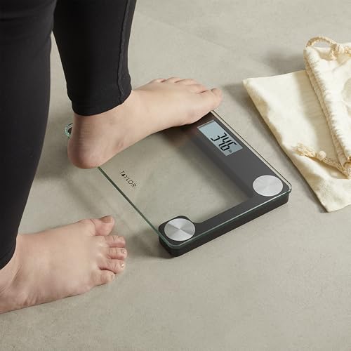 Taylor Compact Travel Scale with Canvas Bag, 9.7x6.7 Glass Platform, 400 lb - color: Clear