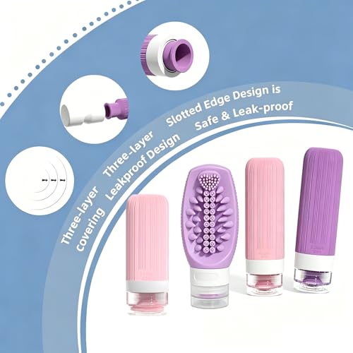 Vitog 16 Pack Travel Bottles with Body Brush, TSA Approved Toiletry Kit - color: Purple