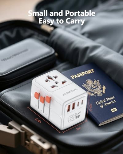 Universal Travel Adapter, International Power Adapter with 4 USB (GaN 65W) - color: 65W 2A2C White
