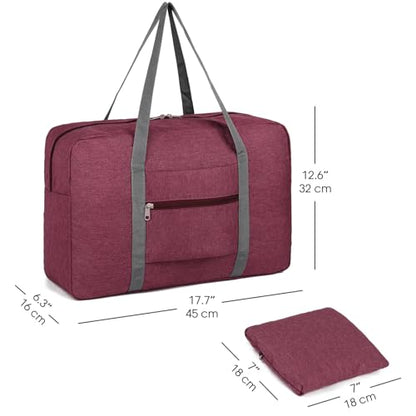 Lightweight Foldable Travel Duffel Bag, Compact Carry-On Luggage for Overnight Trips, Unisex Weekender (Red) - color: Red