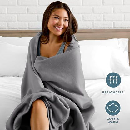 Bare Home Polar Fleece Blanket (Full/Queen, Grey) - color: 05 - Grey, size: Full/Queen