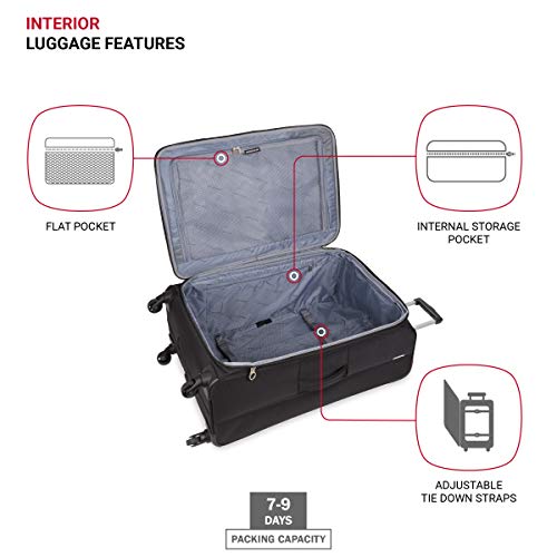 SwissGear 4010 Softside Luggage with Spinner Wheels, Black, Checked-Large 27-Inch - size: Checked-Large 27-Inch