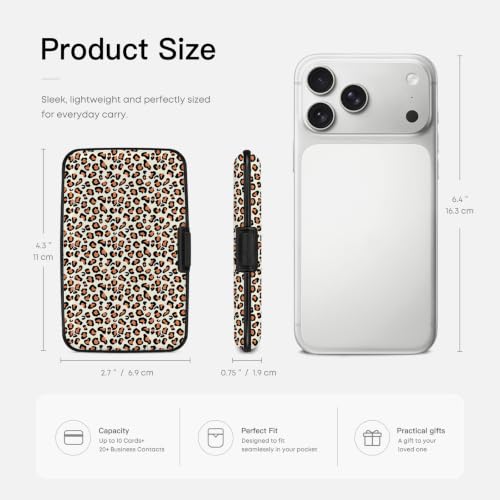 Credit Card Holder RFID Aluminum card case Leopard mini Wallet Women Men - color: Black Brown Leopard