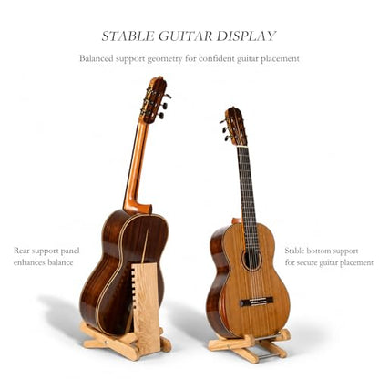 2-in-1 Super Footstool, Foldable Adjustable Guitar Footstool & Stand, Solid Wood Ergonomic Foot Rest for Classical & Acoustic Guitar Players